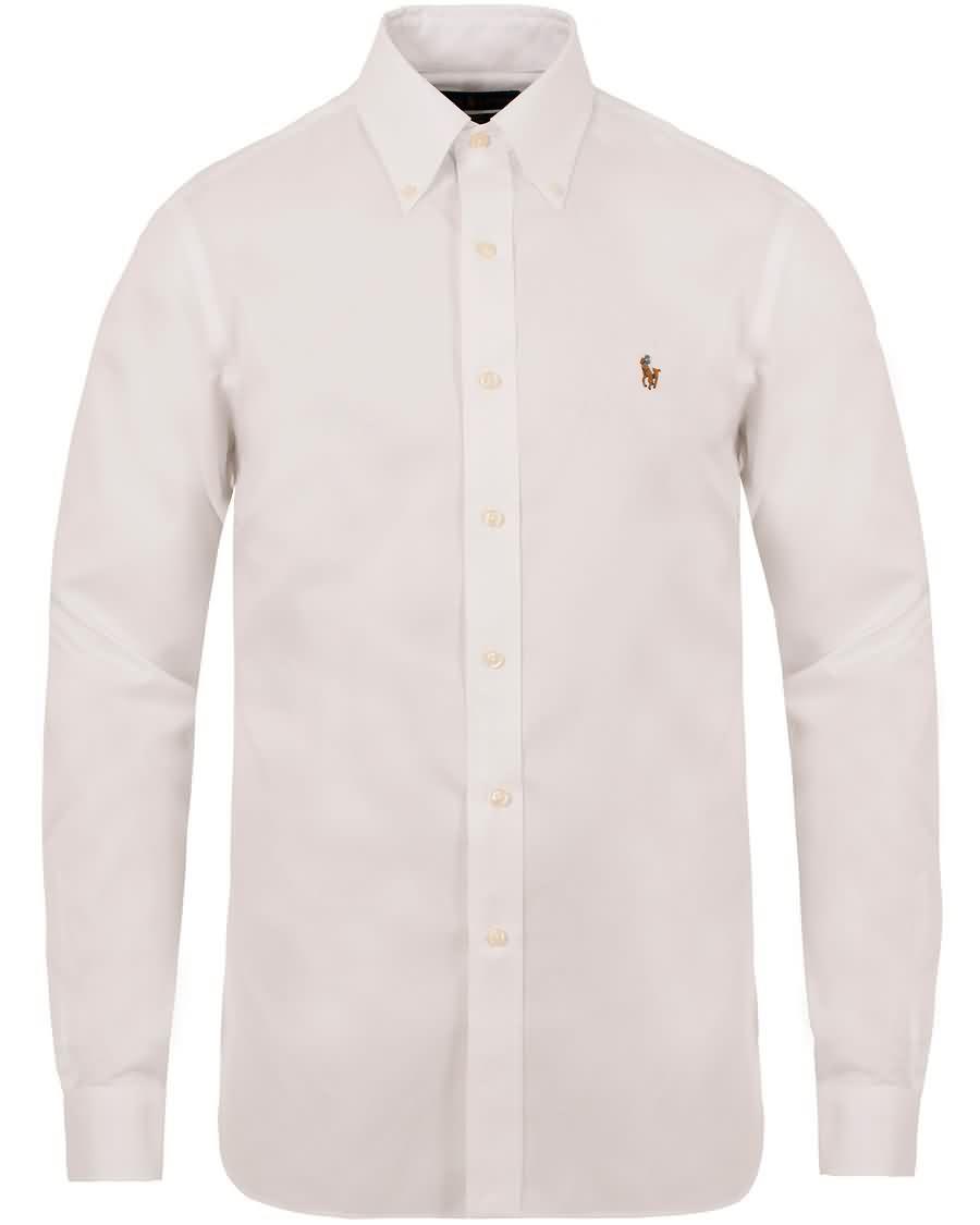 polo ralph lauren slim fit button down shirt white Pene Klær fo013